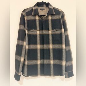Express Black and Tan Checkered Flannel Size Medium